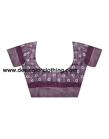 Wine Silk Printed Saree