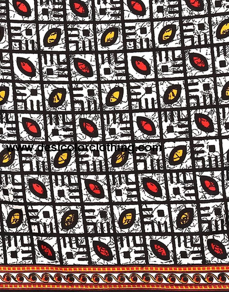 Black Printed Cotton Unstitched Salwar Suit Material