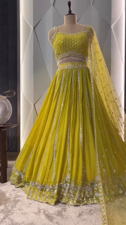 Product Image - Bridal Wear Heavy Faux Georgette Embroidered Sequence Work Lehenga Choli