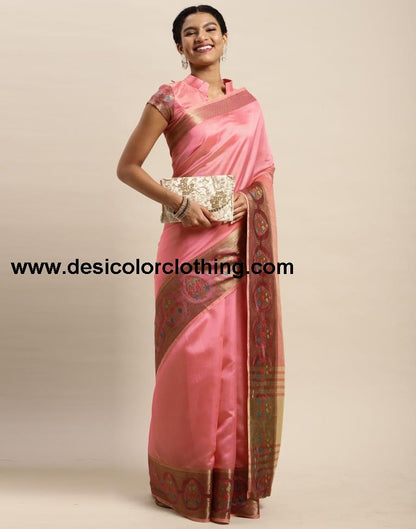 Rose Pink Organza Saree