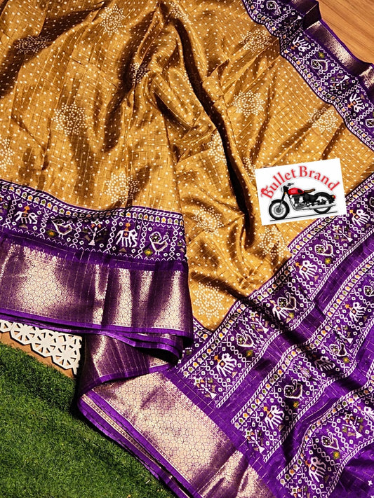Product Image - Designer Dola Silk Saree with Floral Design & Contrast Border