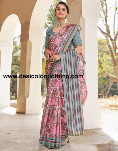 Pink Silk Printed Ready To Wear