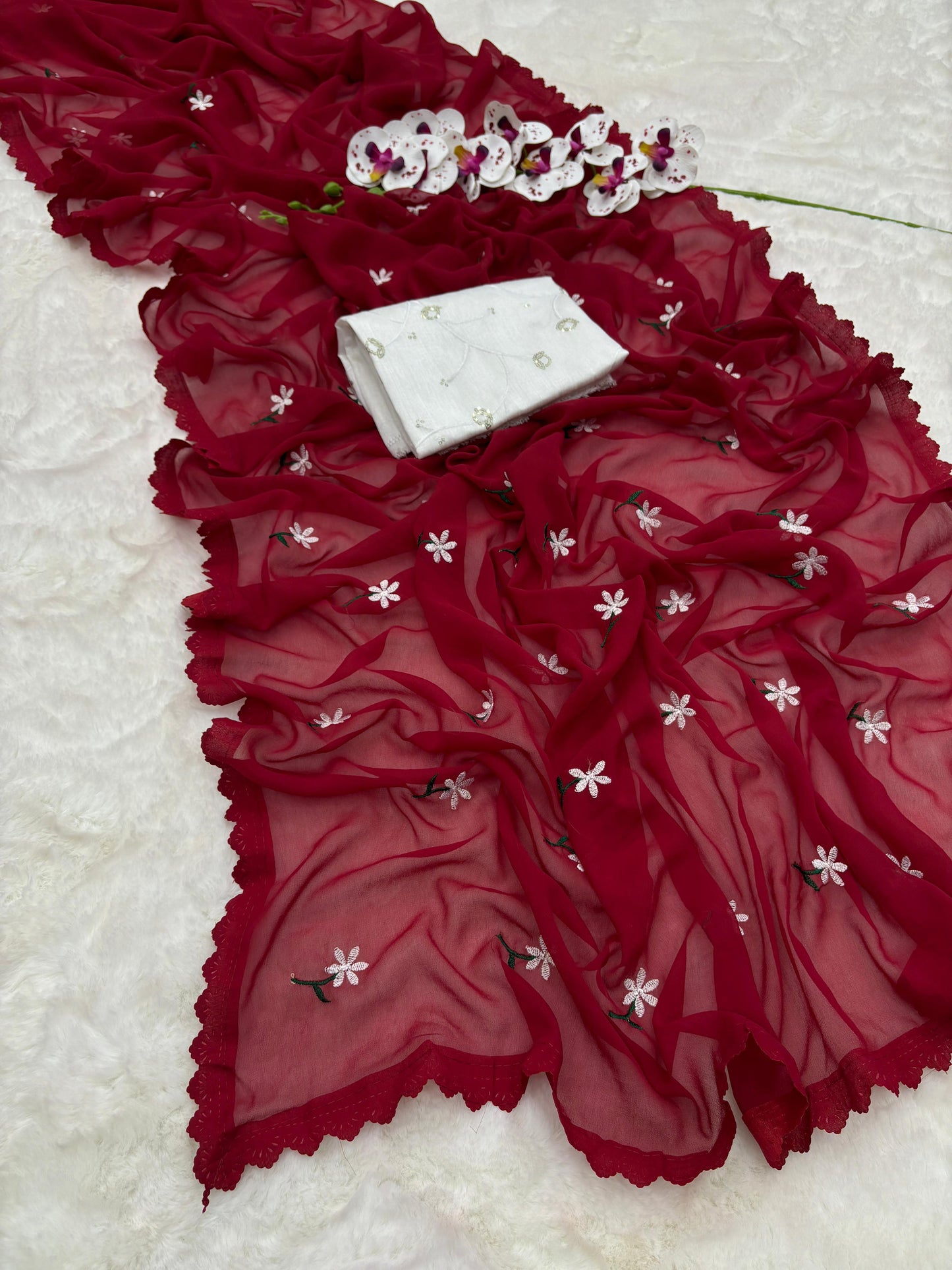 Product Image - Magic Georgette Designer Saree with Thread Work - Festive & Wedding Wear
