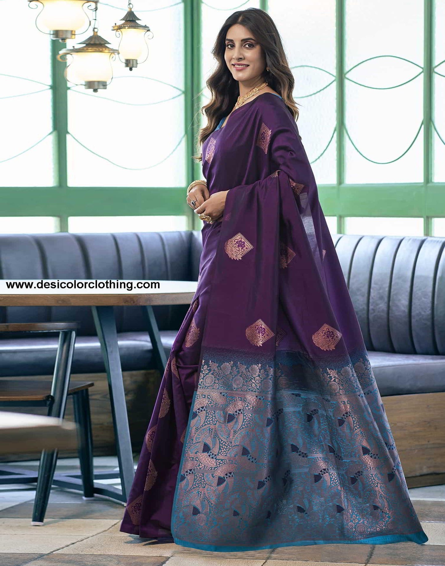 Purple Banarasi Silk Woven Saree