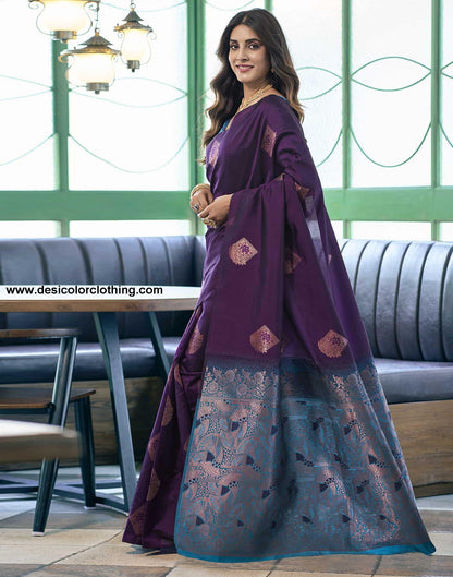 Purple Banarasi Silk Woven Saree