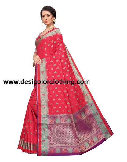 Pink Coloured Poly Silk Jacquard Partywear saree