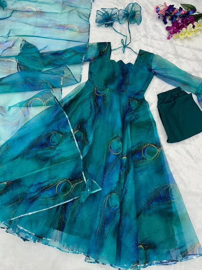 Product Image - Exclusive Ri8 Fashion Anarkali Suit - Digital Printed Organza Silk