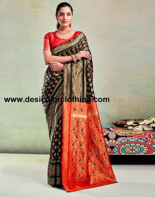 Black Silk Woven Saree
