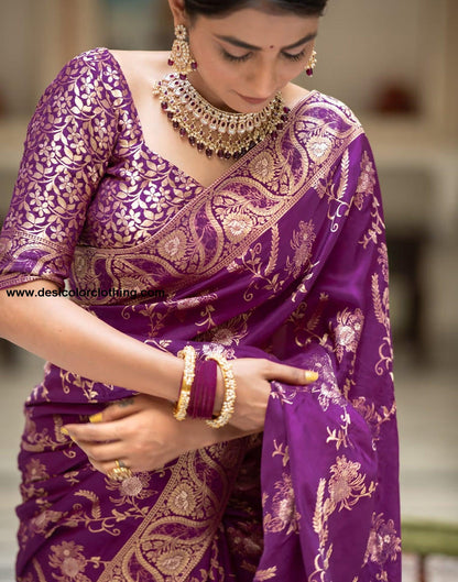 Purple Silk Plain Saree