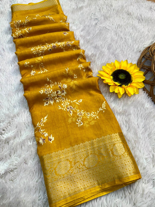 Product Image - Elegant Pure Dola Silk Designer Saree with Jacquard Butti