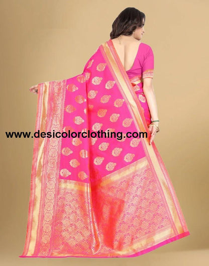Pink Banarasi Silk Saree