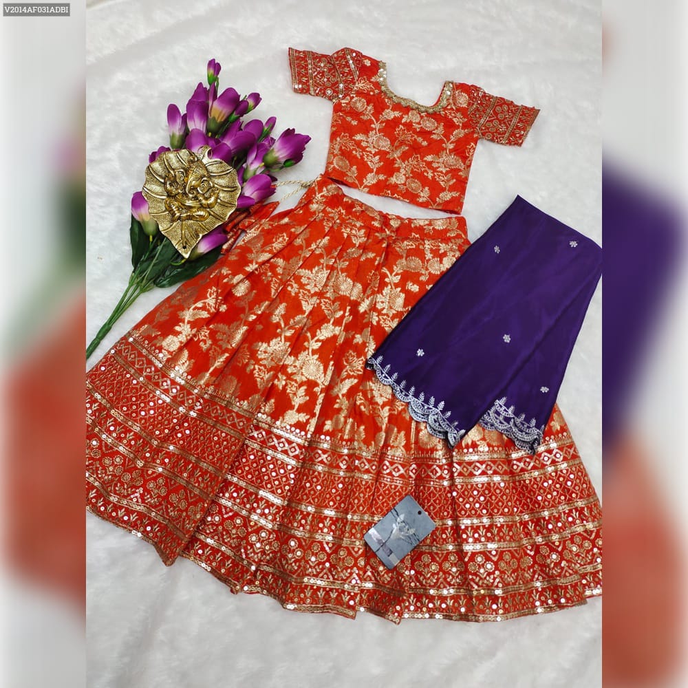 Product Image - Paithani Kids Lehenga – Pure Silk Fabric with Zari Weaving