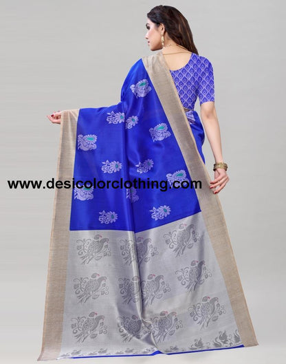 Royal Blue Silk Printed Saree | 1932S454