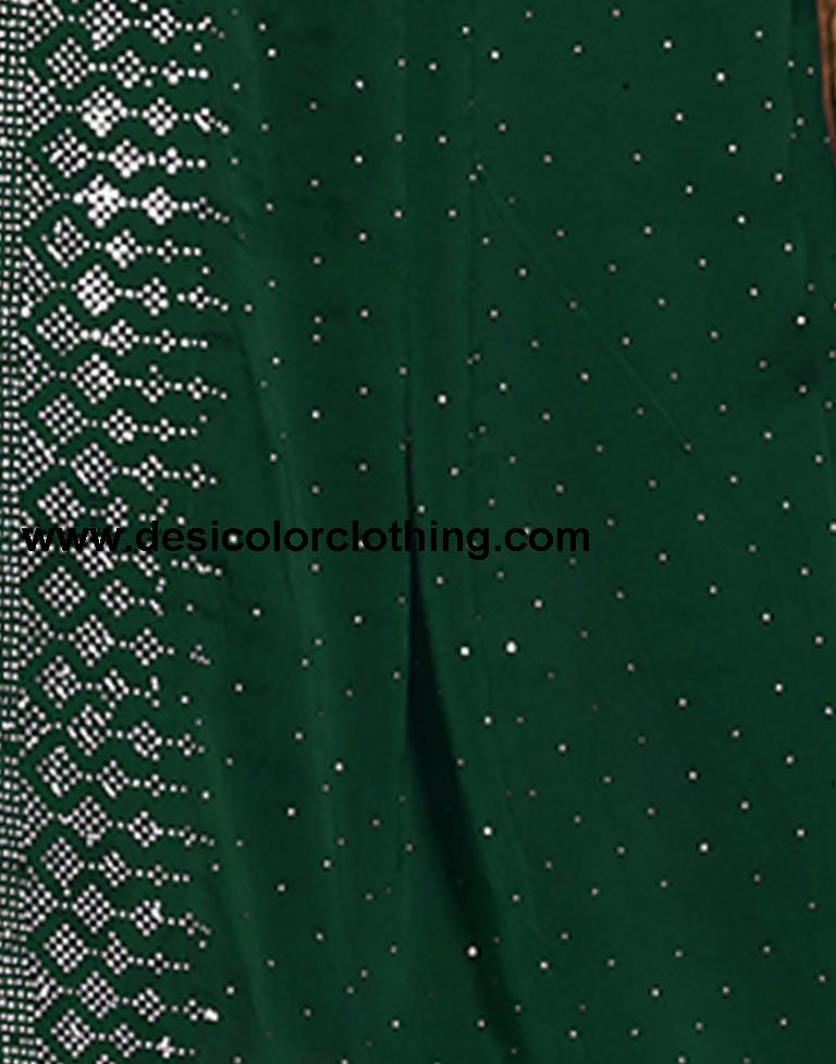 Dark Green Plain Georgette Saree