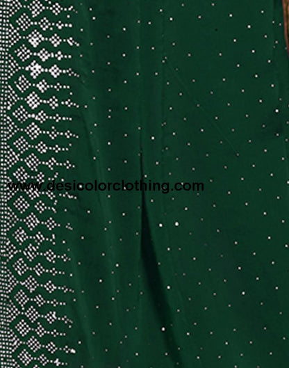 Dark Green Plain Georgette Saree
