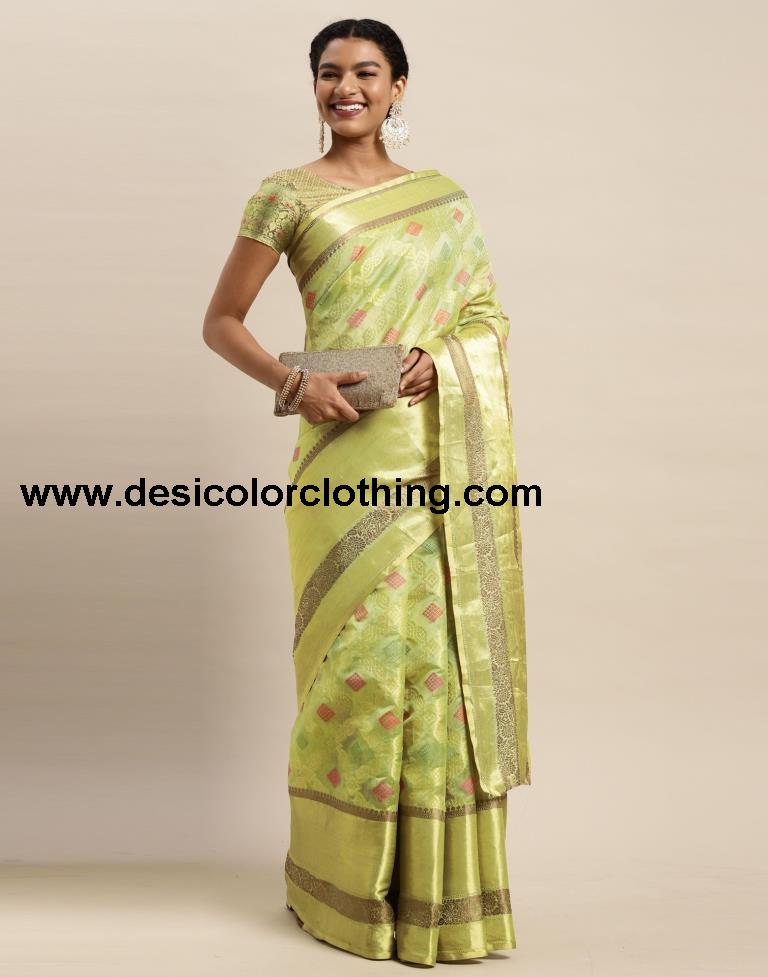 Pista Green Organza Saree