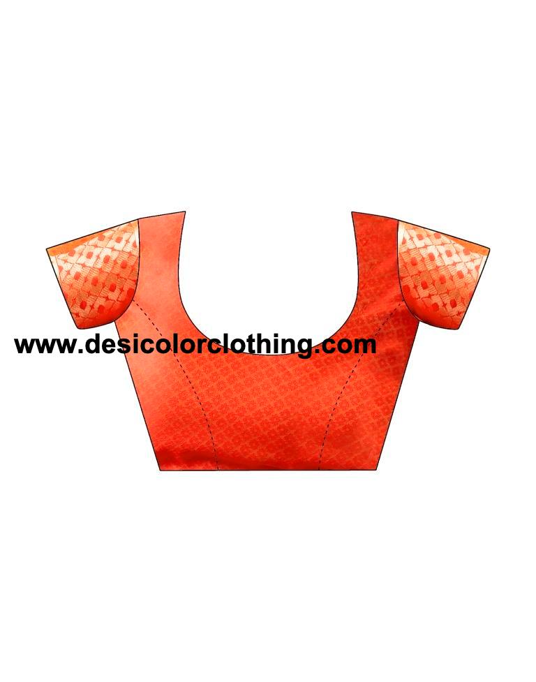 Orange Silk Plain Saree