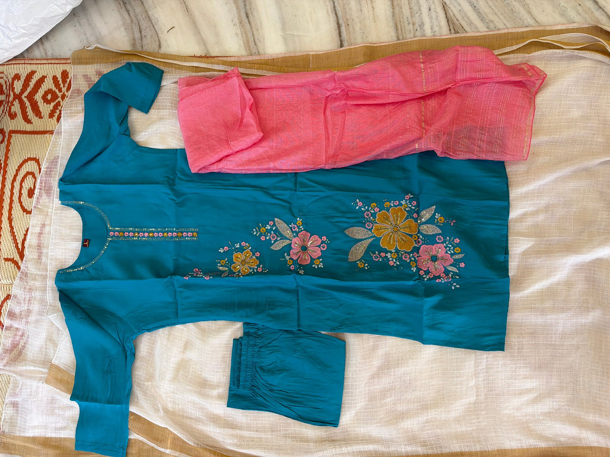 Product Image - Elegant Lite Blue Party Wear Suite - 2