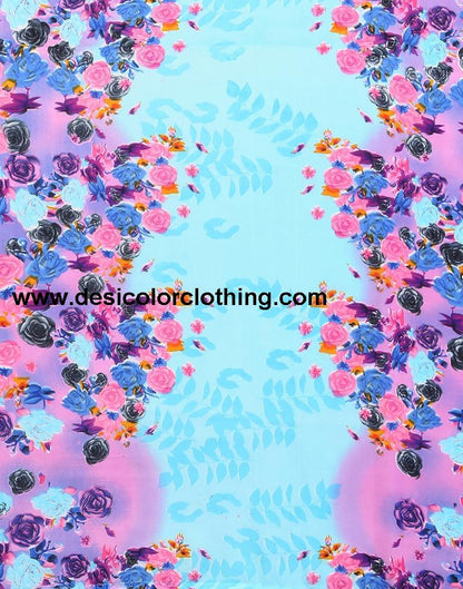 Sky Blue Georgette Floral Printed Saree