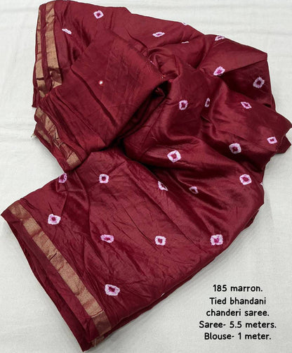 Product Image - Exquisite Pure Chanderi Hand Tie-Dye Bandhani Saree