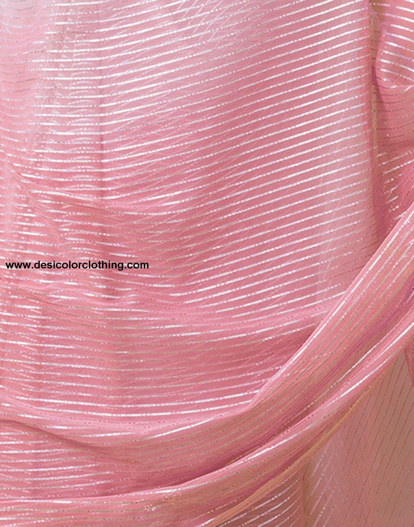 Pink Plain Georgette Pre-Draped Saree