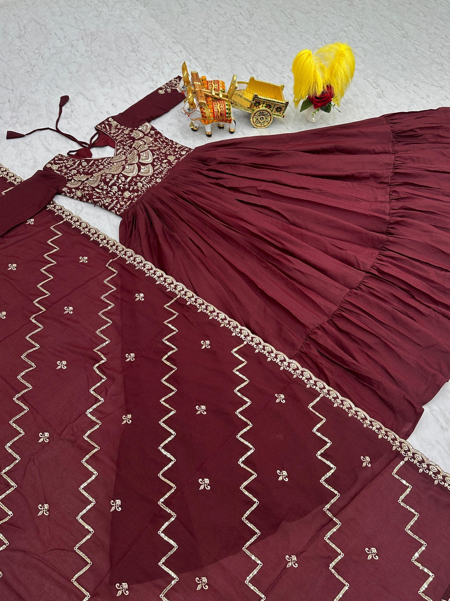 Product Image - Designer Georgette Festive Gown with Dupatta