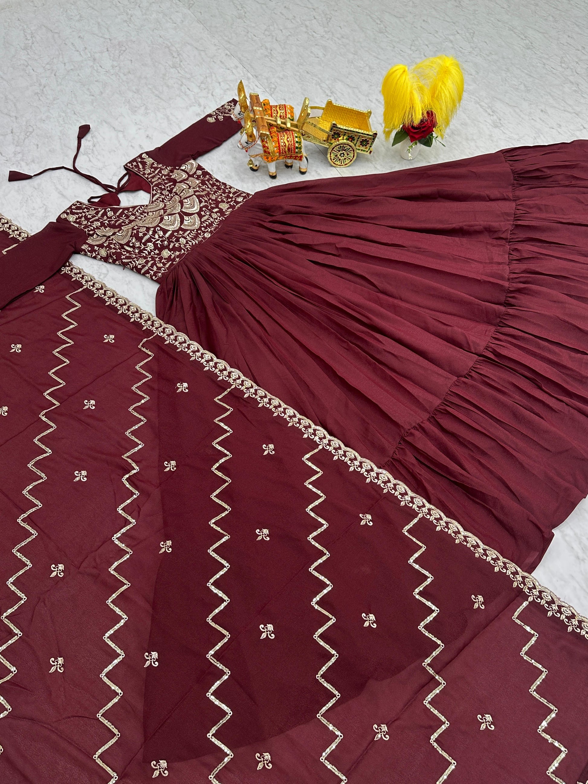 Product Image - Designer Georgette Festive Gown with Dupatta