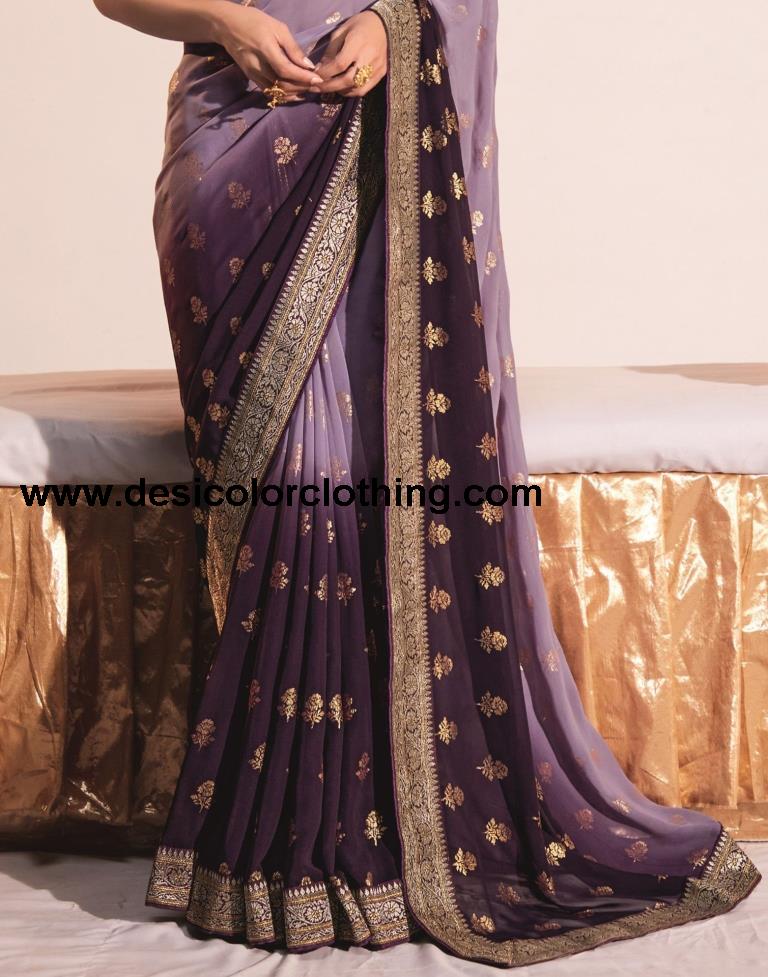 Wine Georgette Saree
