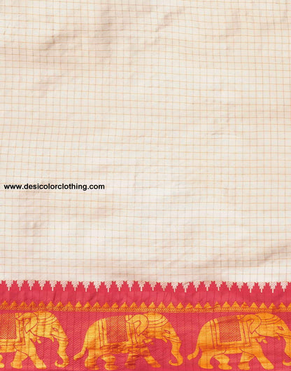 Cream Kanjivaram Silk Woven Saree