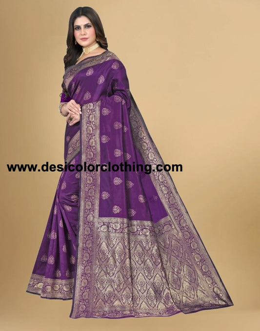 Purple Jacquard Banarasi Silk Saree