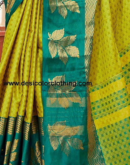 Rama Green Silk Woven Saree