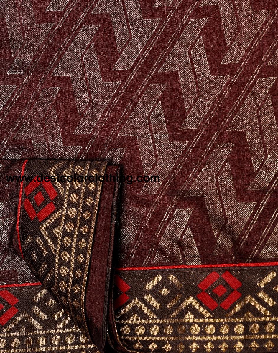 Dark Brown Silk Saree