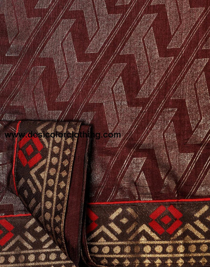 Dark Brown Silk Saree