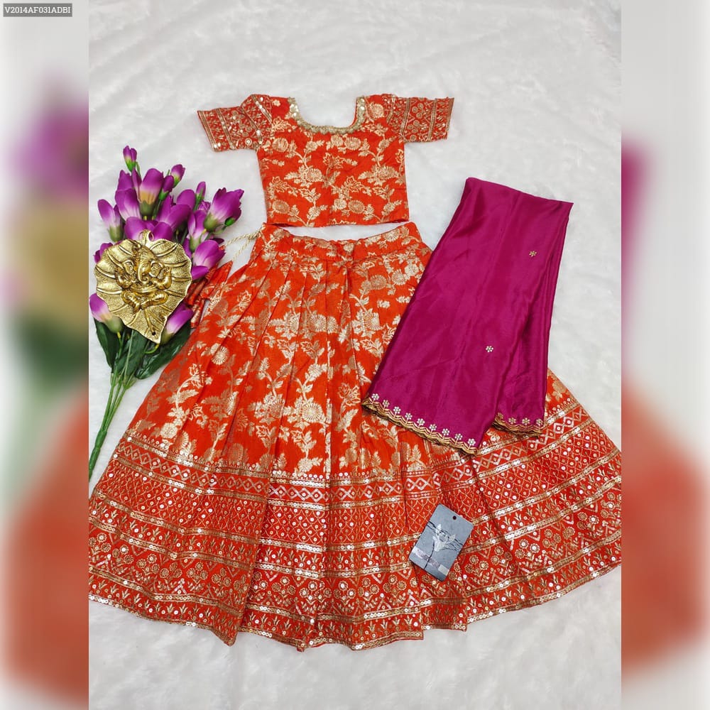 Product Image - Paithani Kids Lehenga – Pure Silk Fabric with Zari Weaving