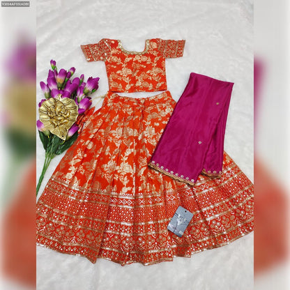 Product Image - Paithani Kids Lehenga – Pure Silk Fabric with Zari Weaving