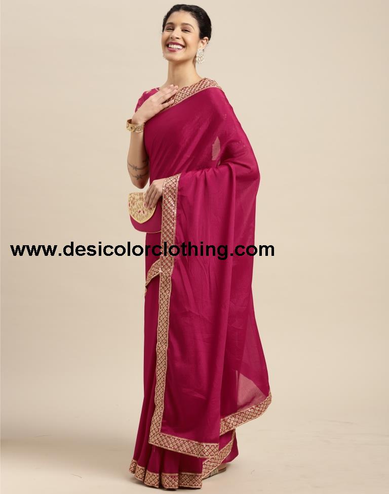 Cherry Pink Silk Saree