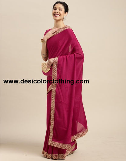 Cherry Pink Silk Saree