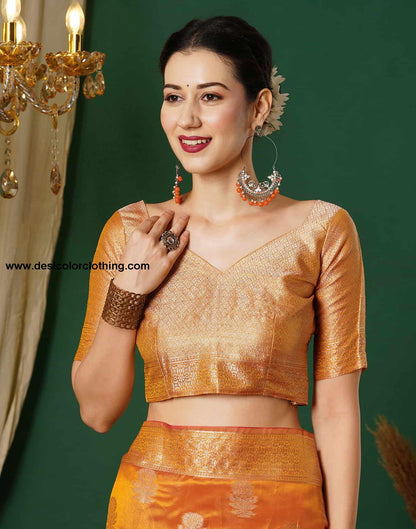 Yellow Banarasi Silk Woven Saree
