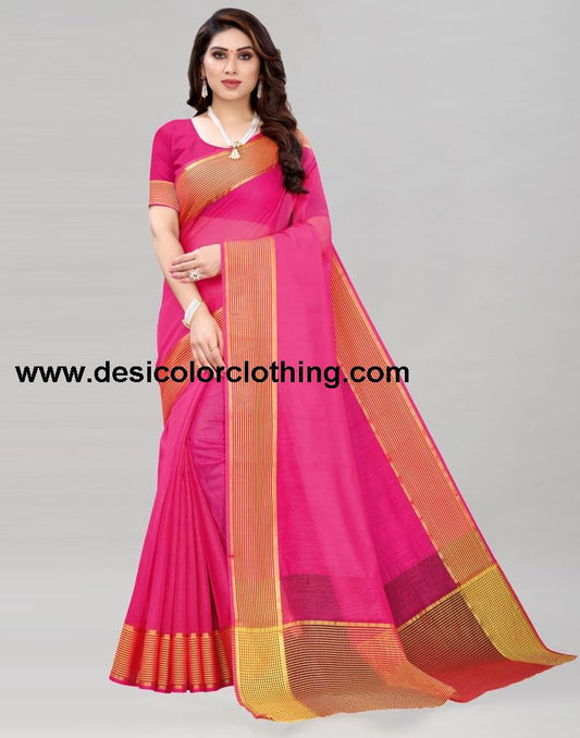 Dark Pink Coloured Poly Cotton Casual saree