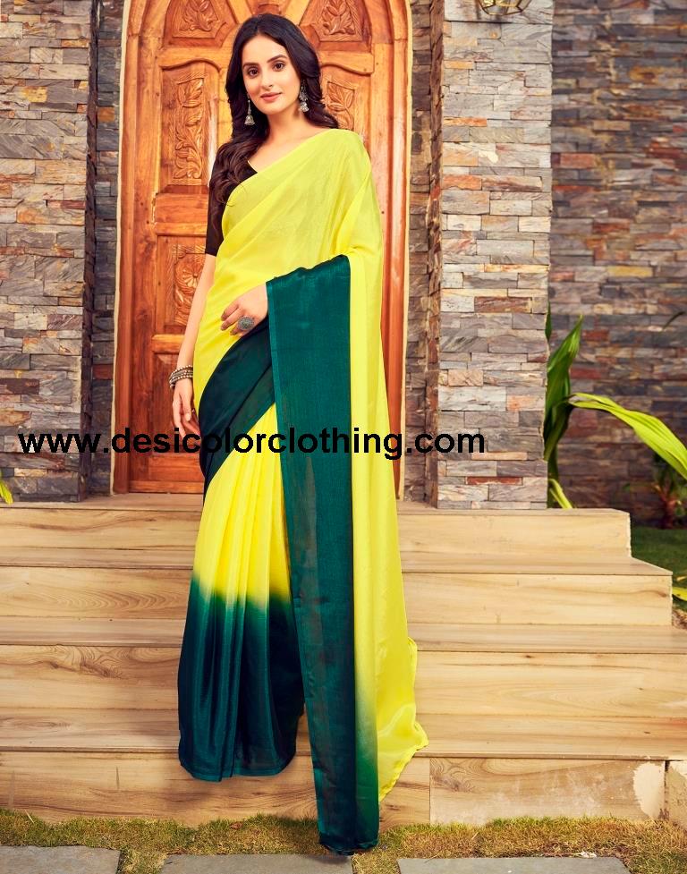 Yellow Chiffon Plain Ready To Wear