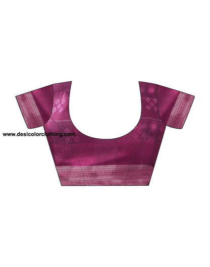 Wine Printed Cotton Bandhani Saree