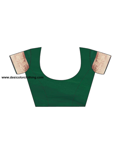 Dark Green Plain Organza Saree