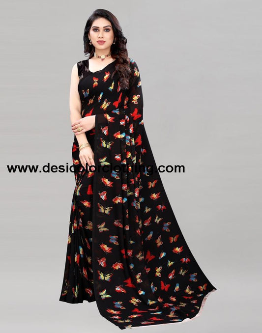 Black Printed Saree | 2098S668