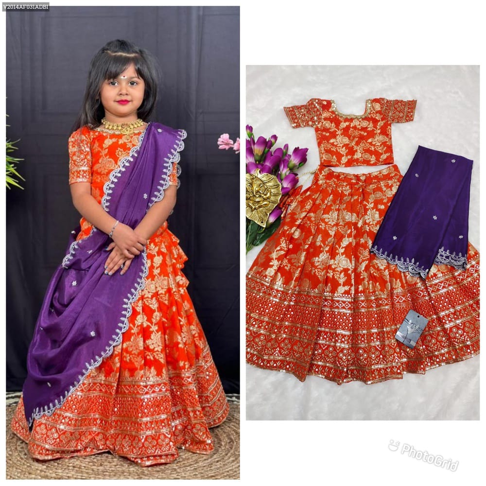 Product Image - Paithani Kids Lehenga – Pure Silk Fabric with Zari Weaving