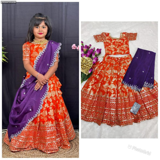 Product Image - Paithani Kids Lehenga – Pure Silk Fabric with Zari Weaving