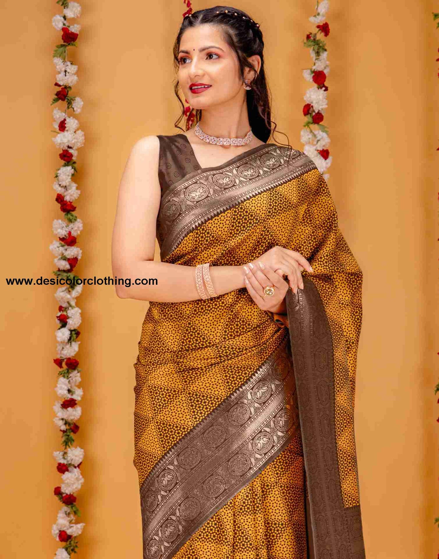 Brown Silk Woven Saree