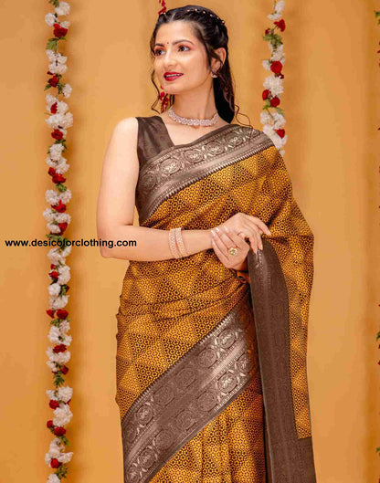 Brown Silk Woven Saree