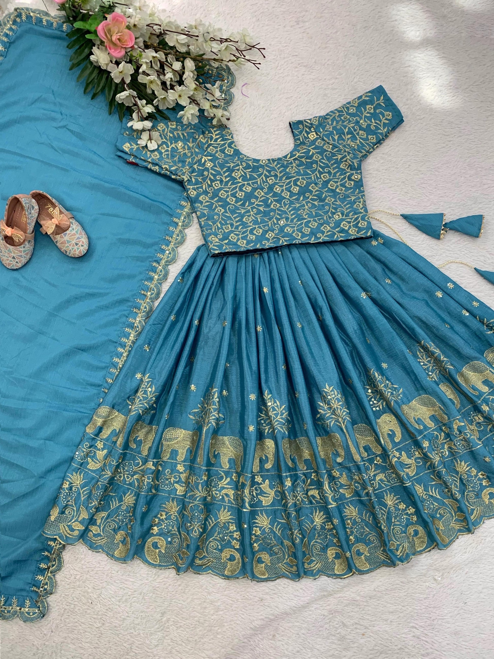 Product Image - Designer Embroidered Lahenga with Dupatta for Festive Wear