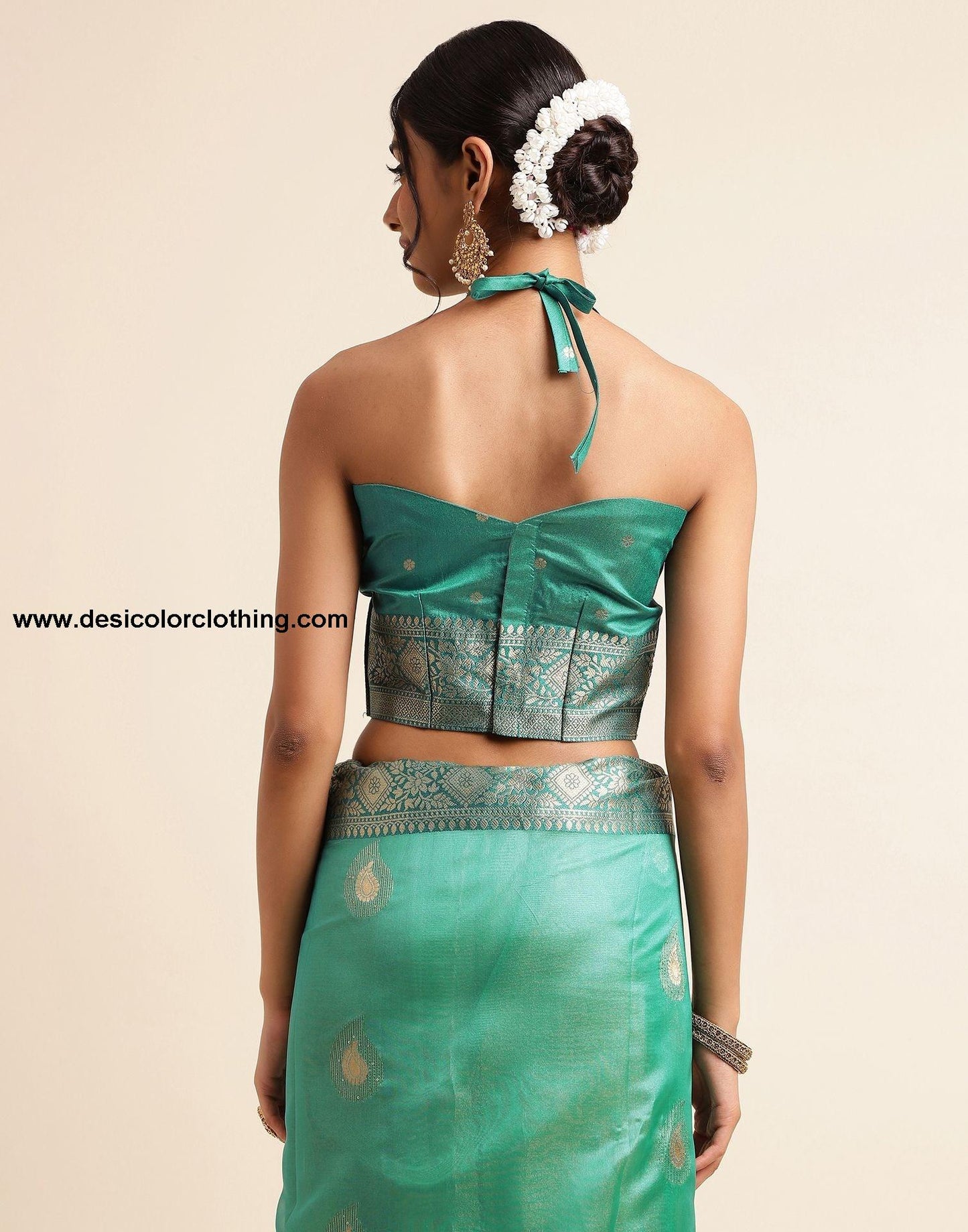Rama Green Silk Banarasi Saree