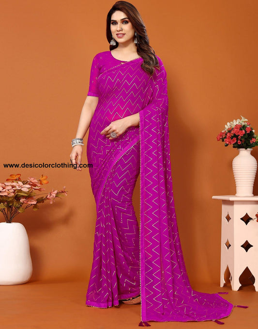 Pink Printed Saree